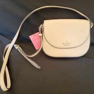 kate spade NWT Leila Mini Flap Crossbody Pebbled Leather Warm Beige